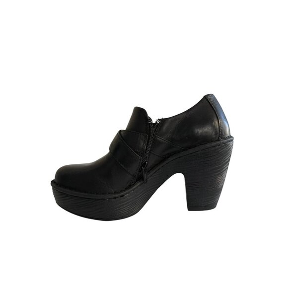 Born Onega Chunky Clogs Block Heels Harness Strap Black Leather Womens 6 - Picture 4 of 10